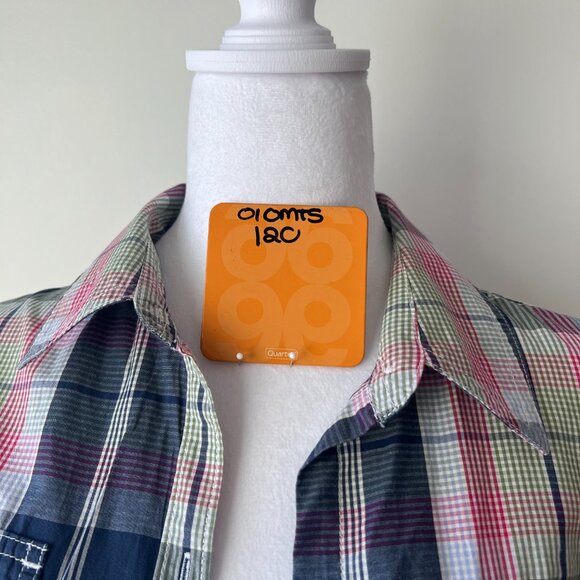 🌈 Tommy Hilfiger Blue Pink & Green Plaid/Stripe Cotton Button-Down Versatile XL - Picture 10 of 10